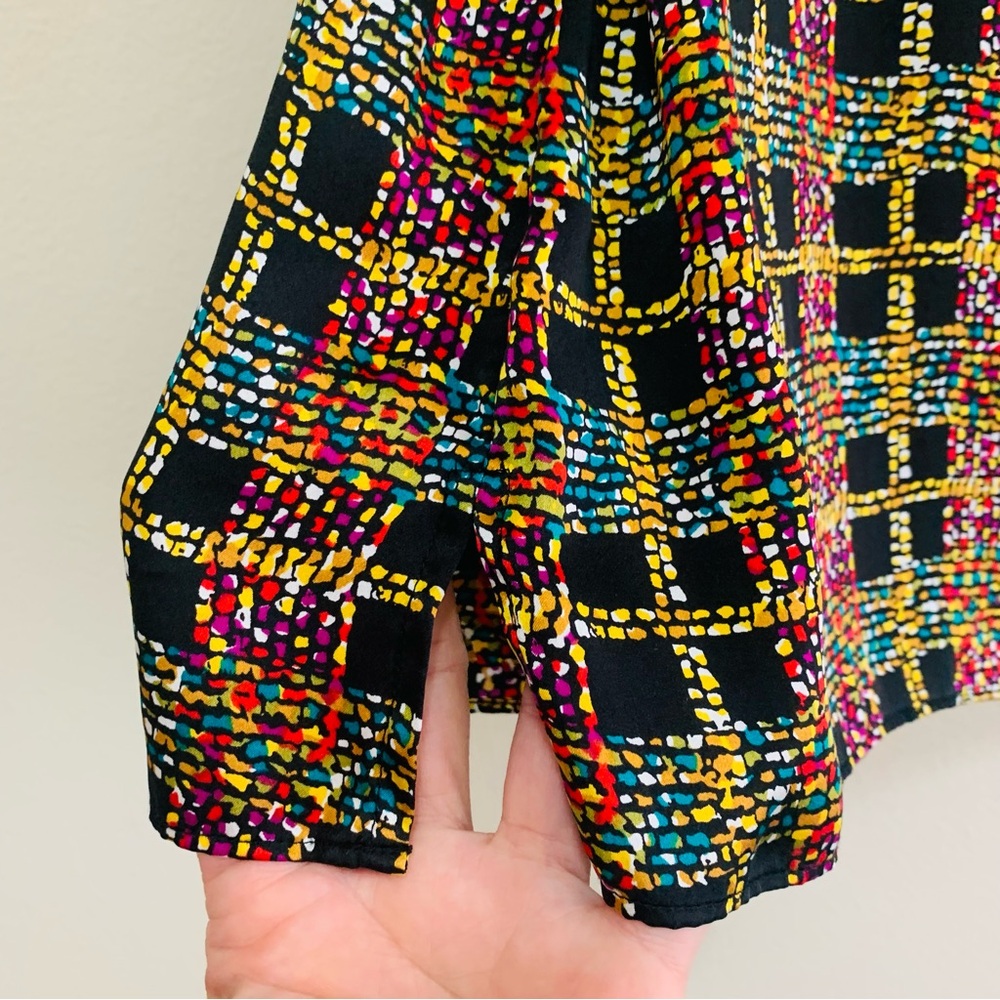 Talbots Black Multicolor Patterned Sleeveless Sil… - image 3